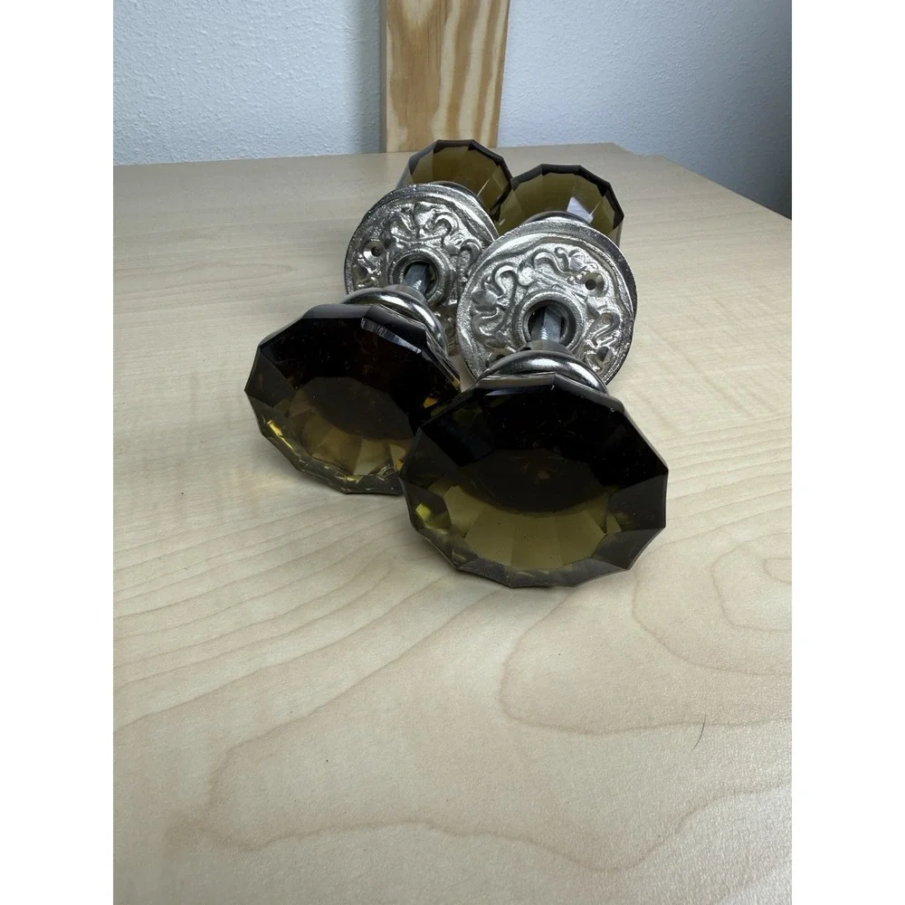 Anthropologie Faceted Crystal Glass Door Knobs Ornate New